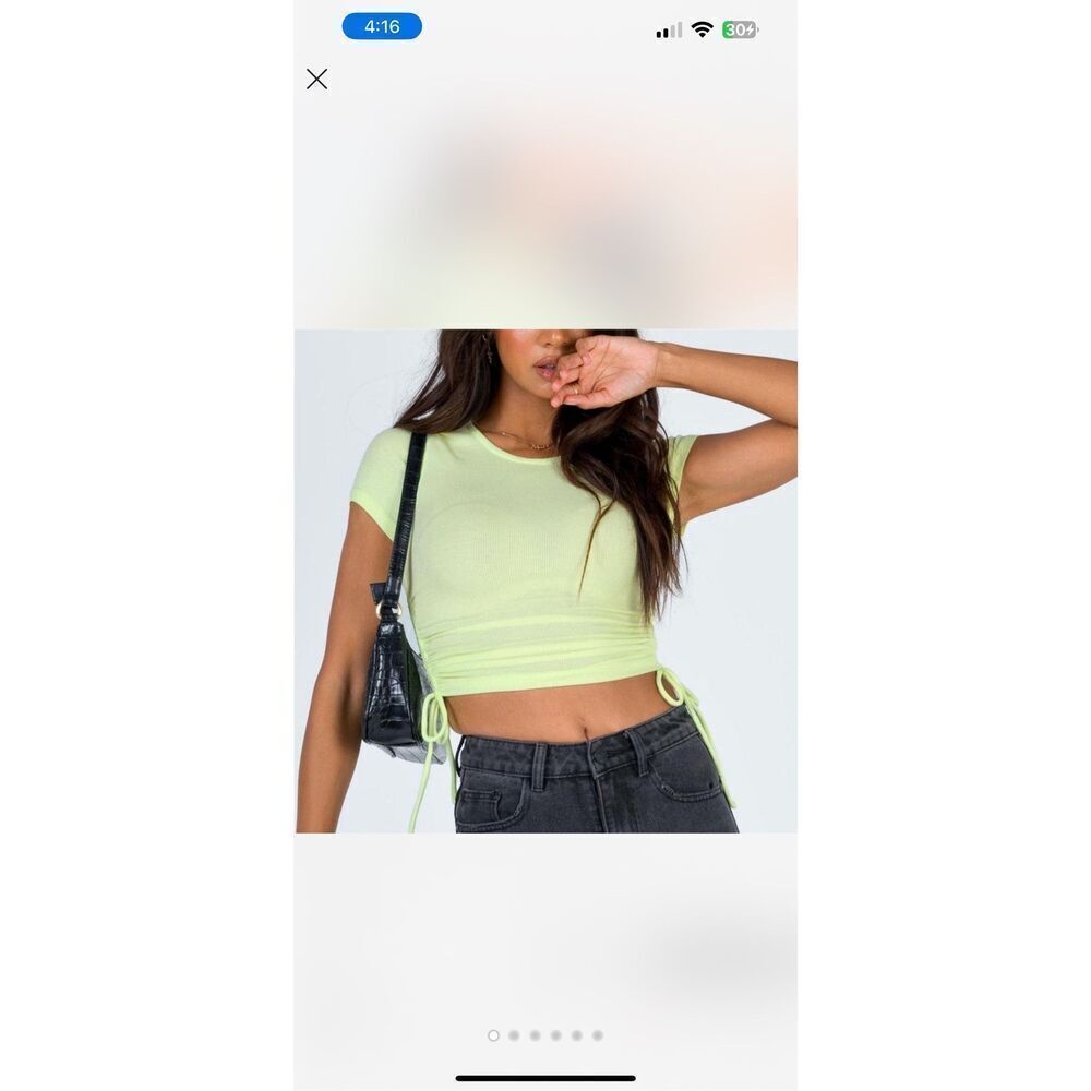 Princess Polly Naeve Tee Green Lime Green Ribbed Short Sleeve Baby Tee Crop Top
